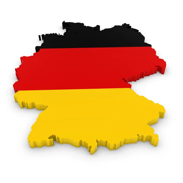 Esquema 3D de Alemania texturizado con la bandera alemana — Foto de Stock