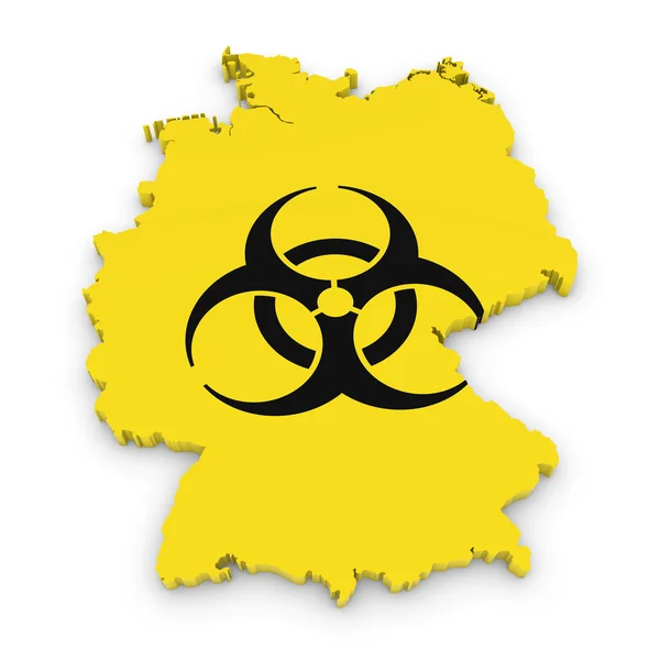 Tedesco concetto di pericolo biologico Immagine - 3D Outline della Germania strutturato con Biohazard Symbol — Foto Stock