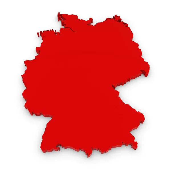 Roter 3D-Umriss Deutschlands isoliert auf weiss — Stockfoto