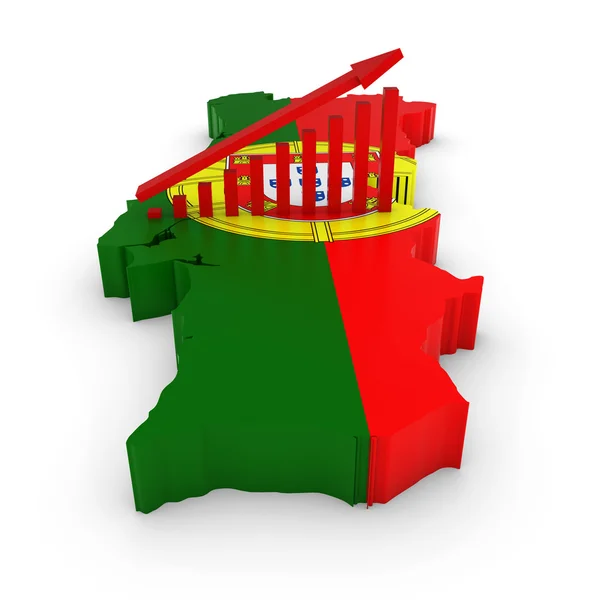 葡萄牙经济增长概念图像-葡萄牙 3d 轮廓纹理与