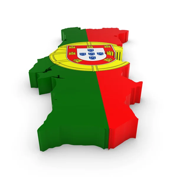 3D Outline of Portugal textured with the Portuguese Flag — Stock Photo, Image