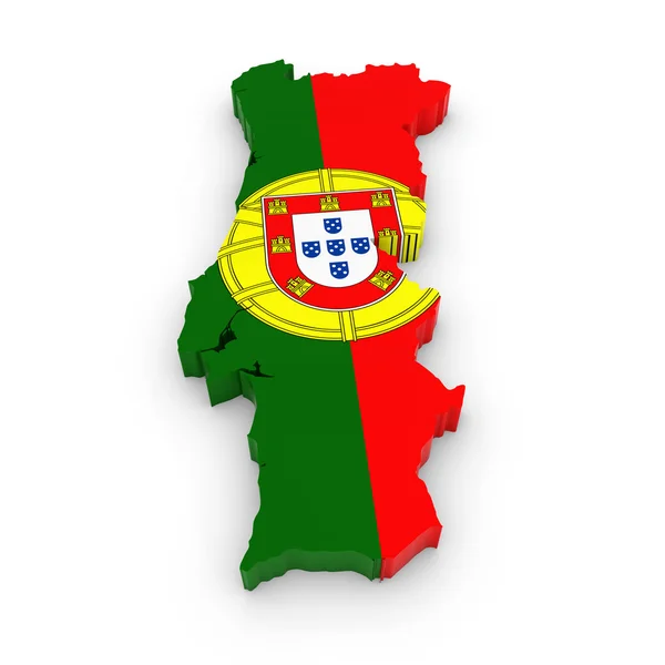 3D zarys Portugalia teksturowane z pod banderą Portugalii — Zdjęcie stockowe