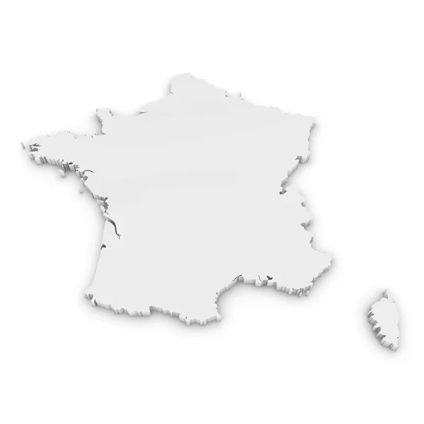 Esquema 3D blanco de Francia aislado en blanco — Foto de Stock