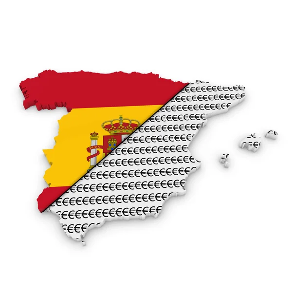 Imagen del Concepto Financiero Español - Esquema 3D de España texturizado con la bandera española y la mezcla de Euros —  Fotos de Stock