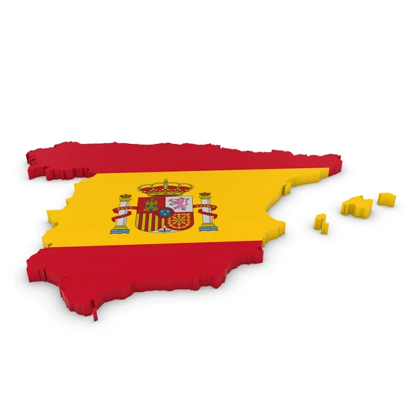 3D anahat İspanyol bayrağı ile dokulu İspanya — Stok fotoğraf