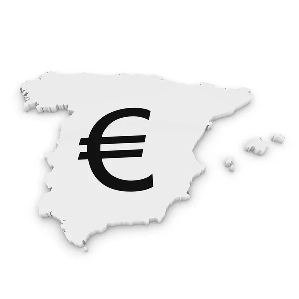 Ισπανική οικονομική έννοια εικόνα - 3Δ περίγραμμα της Ισπανίας υφής με το σύμβολο του ευρώ — Φωτογραφία Αρχείου