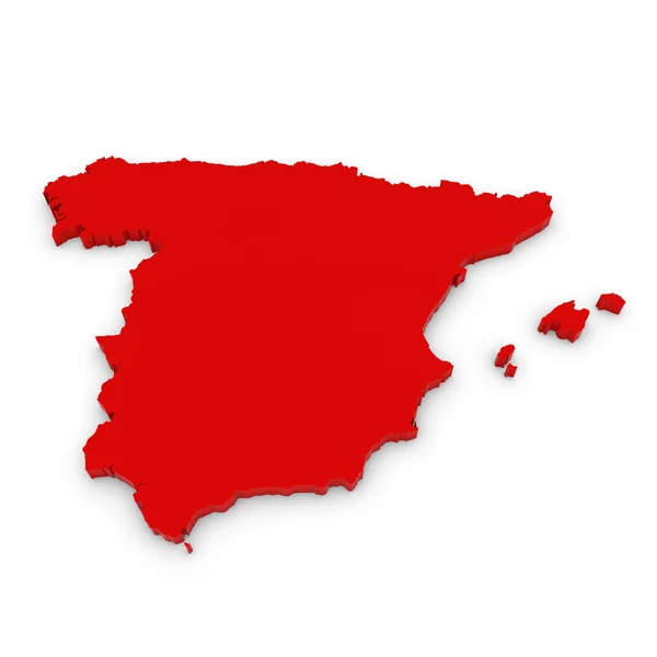 Esquema Rojo 3D de España Aislado en Blanco — Foto de Stock