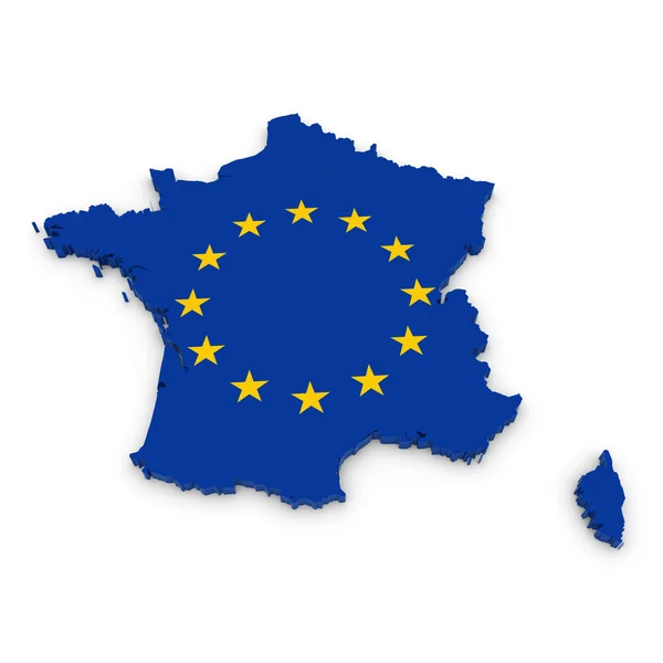 3D schets van Frankrijk getextureerde met de vlag van de Europese Unie — Stockfoto