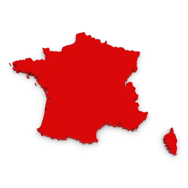 Red 3D Outline of France Isolated on White — Stock Photo, Image