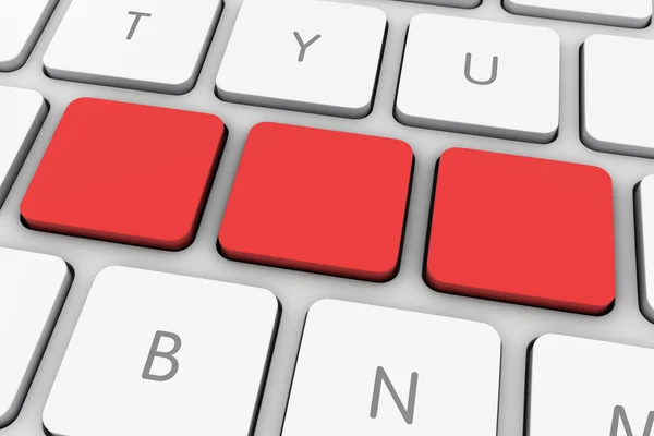 Leere rote Computertasten zum Bearbeiten auf weißer Tastatur — Stockfoto