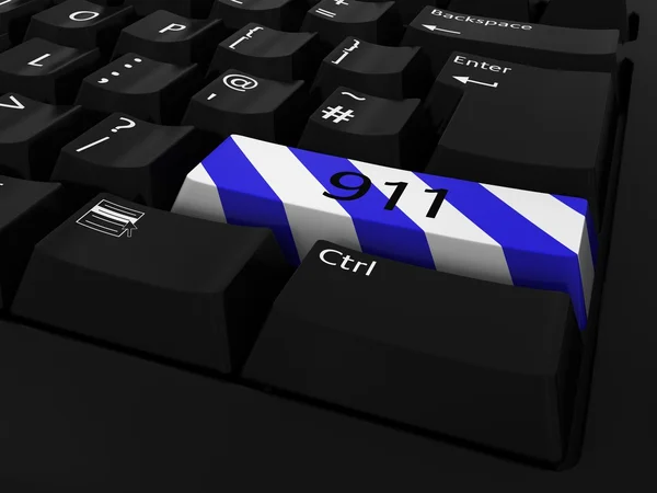 Fundo listrado azul e branco do teclado da chave 911 — Fotografia de Stock