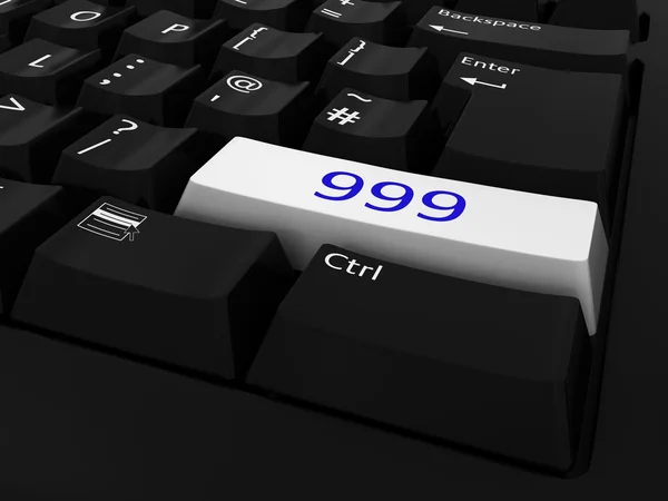 Fundo azul e branco do teclado da chave 999 — Fotografia de Stock