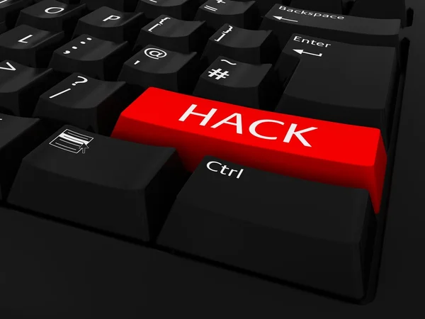 Hack czerwony klawiatura klawisz tło — Zdjęcie stockowe