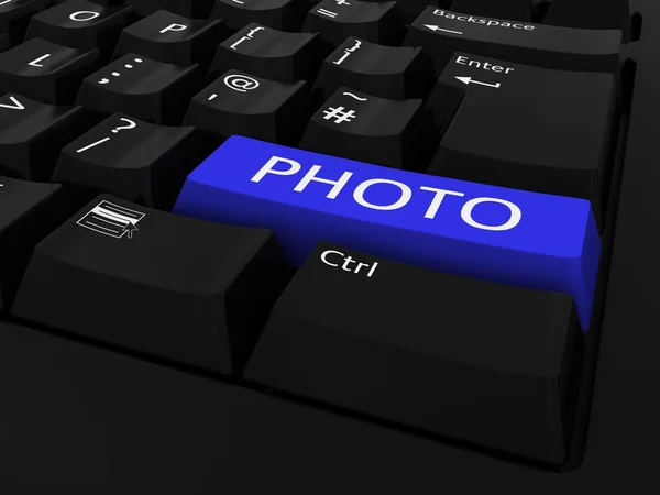 Blauwe fotoachtergrond toetsenbord met toetsen — Stockfoto