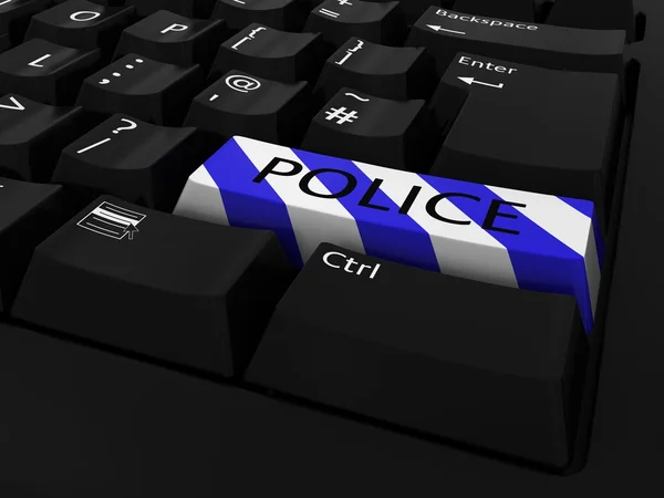 Blue and White Striped POLICE Key Keyboard Background — Stock Photo, Image