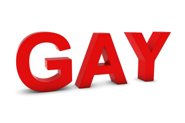 Gay rood 3d tekst geïsoleerd op wit met schaduwen — Stockfoto