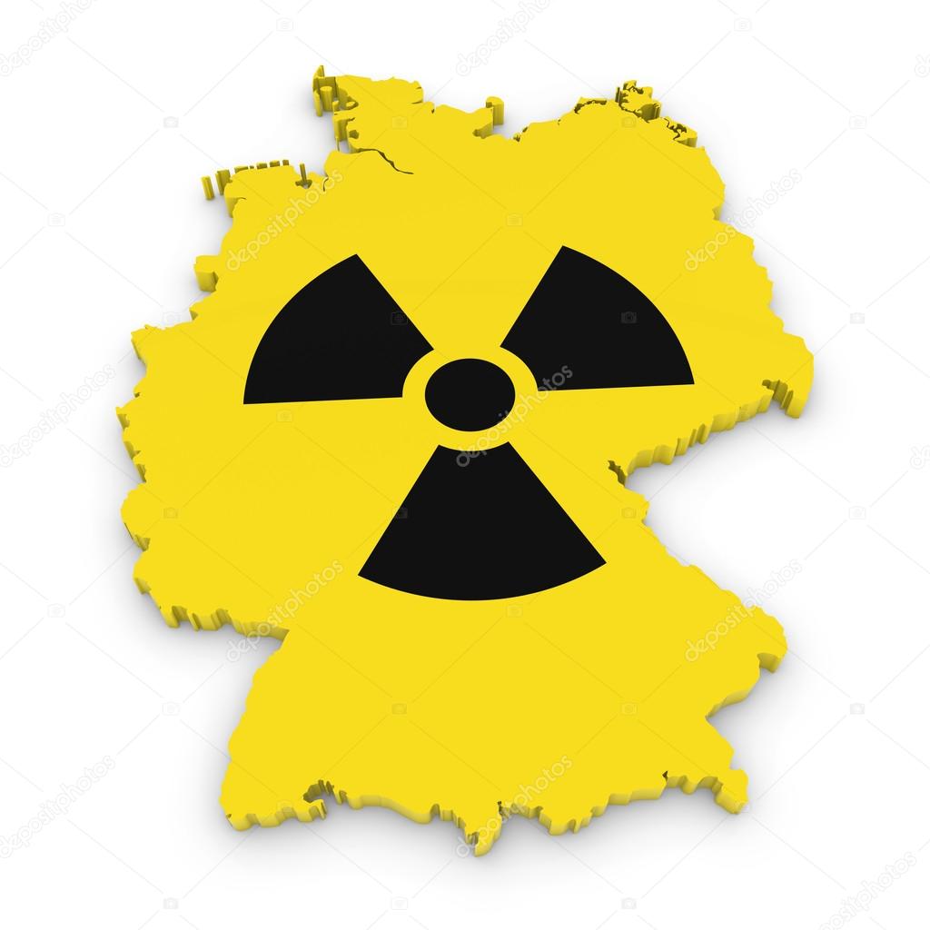 German Nuclear Programme Concept Image - 3D Outline of Germany textured with Radiation Symbol