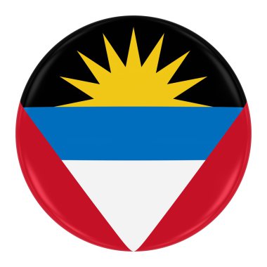 Antiguan ve Barbudan bayrağı rozeti - Antigua ve Barbuda düğme üzerinde beyaz izole bayrağı