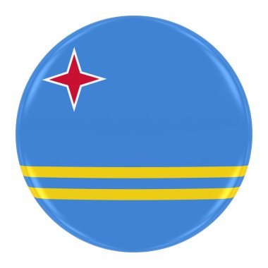 Aruban bayrağı rozeti - bayrak beyaz izole Aruba düğmesinin