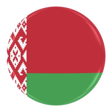 Belarus bayrağı rozeti - bayrak Beyaz Rusya düğmesinin üzerinde beyaz izole