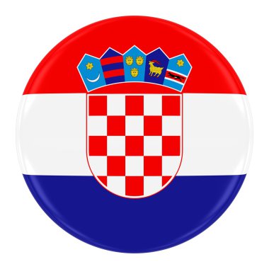 Hırvatistan bayrağı rozeti - Hırvatistan düğme üzerinde beyaz izole bayrağı