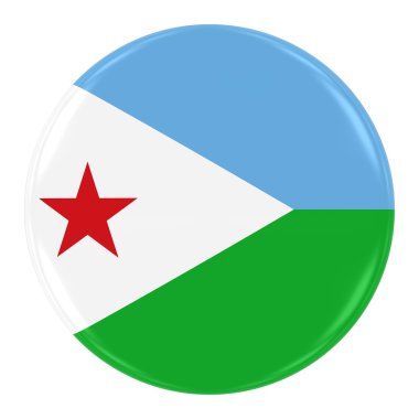 Cibuti bayrağı rozeti - bayrak beyaz izole Cibuti düğmesinin