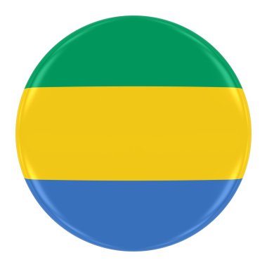 Gabon bayrağı rozeti - Gabon düğme üzerinde beyaz izole bayrağı
