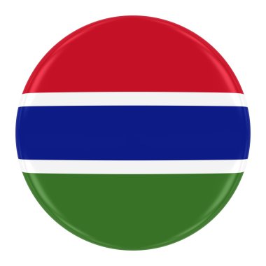 Gambiya bayrağı rozeti - Gambiya düğme üzerinde beyaz izole bayrağı