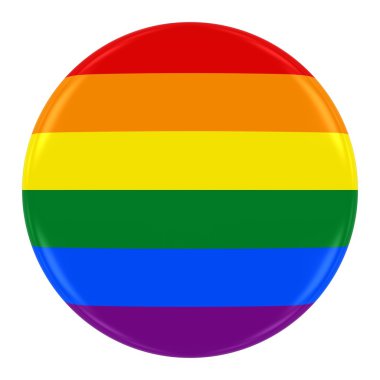 Gay Pride Gökkuşağı bayrağı rozeti - bayrak beyaz izole Gay Pride düğmesinin