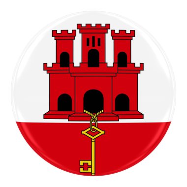 Gibraltarian bayrağı rozeti - bayrak beyaz izole Gibraltar düğmesinin