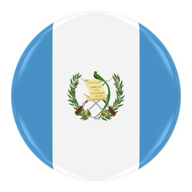 Guatemala bayrağı rozeti - Guatemala düğme üzerinde beyaz izole bayrağı