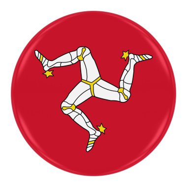 Manx bayrağı rozeti - bayrak beyaz izole Isle of Man düğmesinin