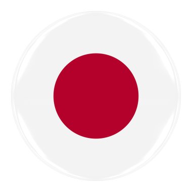 Japon bayrağı rozeti - bayrak beyaz izole Japonya düğmesinin