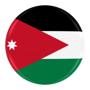 Ürdün bayrağı rozeti - bayrak beyaz izole Jordan düğmesinin