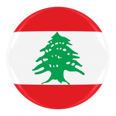 Lübnan Bayrağı rozeti - bayrak beyaz izole Lübnan düğmesinin