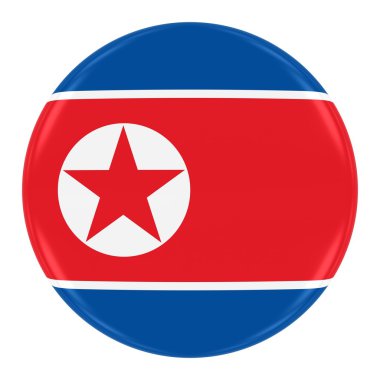 Kuzey Kore bayrağı rozeti - Kuzey Kore düğme üzerinde beyaz izole bayrağı