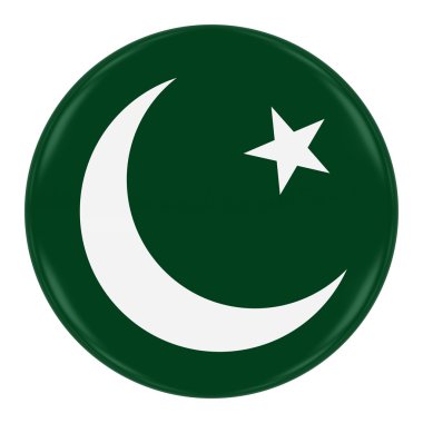 Pakistan bayrağı rozeti - Pakistan düğme üzerinde beyaz izole bayrağı
