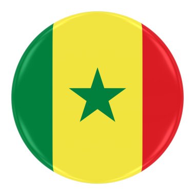 Senegalli bayrağı rozeti - bayrağı Senegal düğmesinin üzerinde beyaz izole