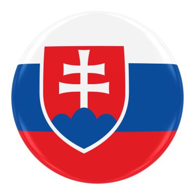 Slovakça bayrağı rozeti - Slovakya düğme üzerinde beyaz izole bayrağı