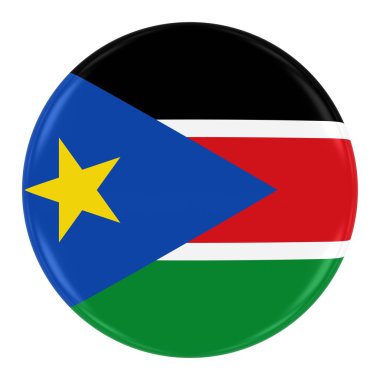 Güney Sudan bayrağı rozeti - bayrak beyaz izole Güney Sudan düğmesinin