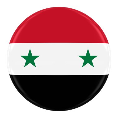 Suriye hükümeti bayrağı rozeti - bayrak beyaz izole Suriye düğmesinin