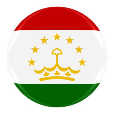 Tajikistani Flag Badge - Flag of Tajikistan Button Isolated on White