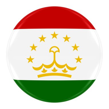 Tajikistani Flag Badge - Flag of Tajikistan Button Isolated on White clipart