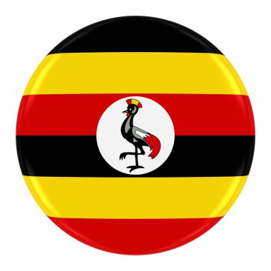 Ugandan Flag Badge - Flag of Uganda Button Isolated on White