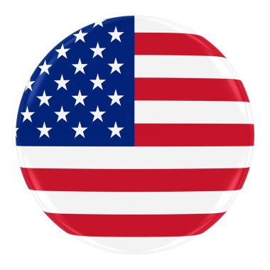 American Flag Badge - Flag of the United States of America Button Isolated on White
