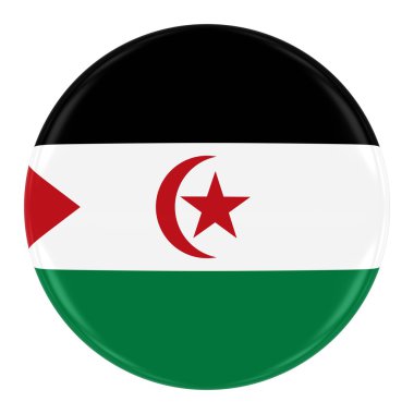 Western Sahara Flag Badge - Flag of the Sahrawi Arab Democratic Republic Button Isolated on White