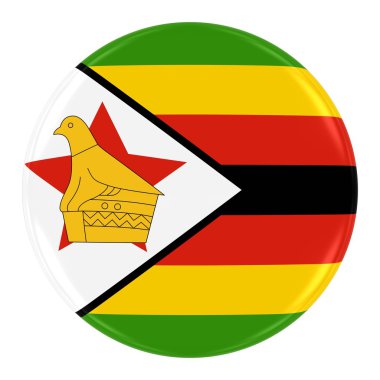 Zimbabwean Flag Badge - Flag of Zimbabwe Button Isolated on White