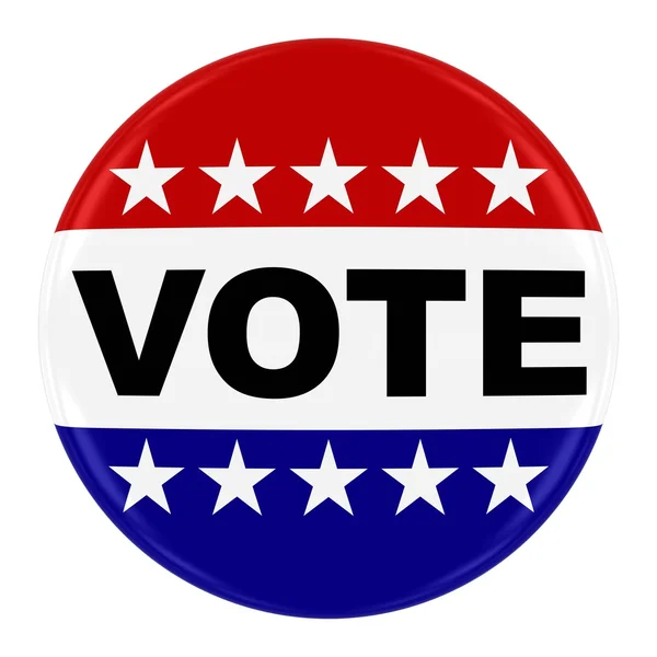 Ψηφίστε Pin Badge - μας εκλογές κουμπί με αστέρια απομονωμένη σε λευκό — Φωτογραφία Αρχείου
