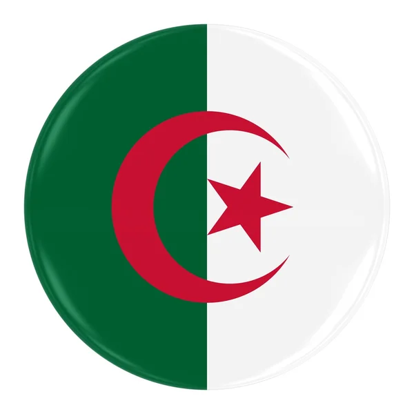 Algerian Flag Badge - Flag of Algeria Button Isolated on White — Stock Photo, Image