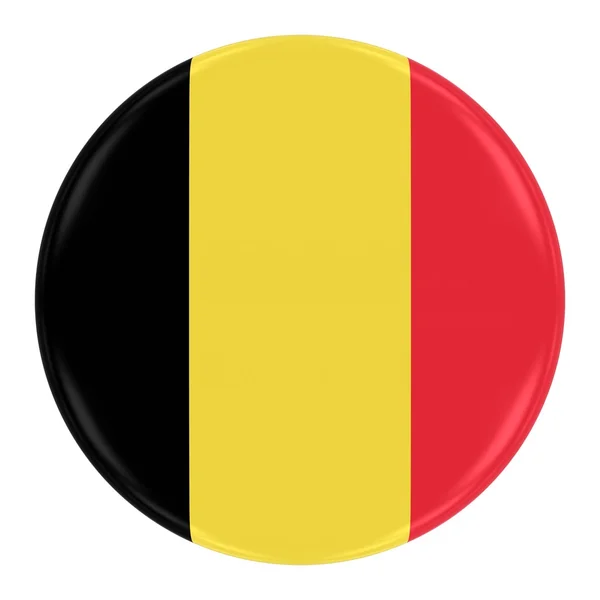 Bandiera belga - Bandiera del Belgio Pulsante isolato su bianco — Foto Stock
